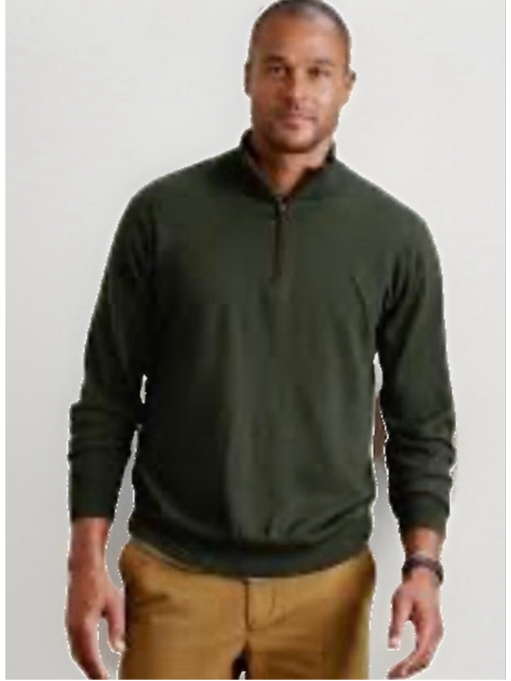 Orvis Sweater Mens Green 100% Wool Quarter Zip Pullover XXL